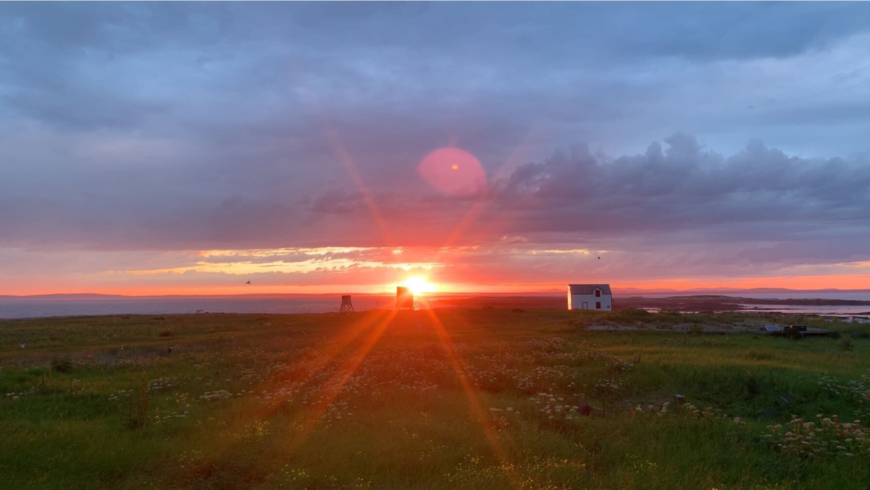 Bright sunset over an empty field